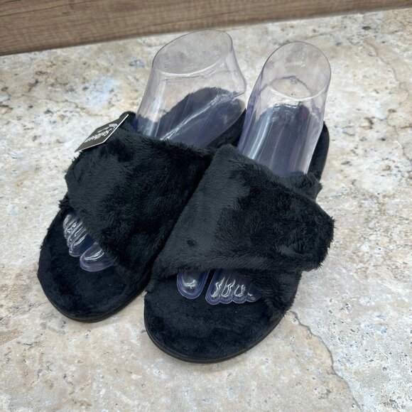 Sollbeam Slippers Womens Size 38 US 8 Black Soft Fuzzy Faux Fur Slides NWT - Picture 4 of 11